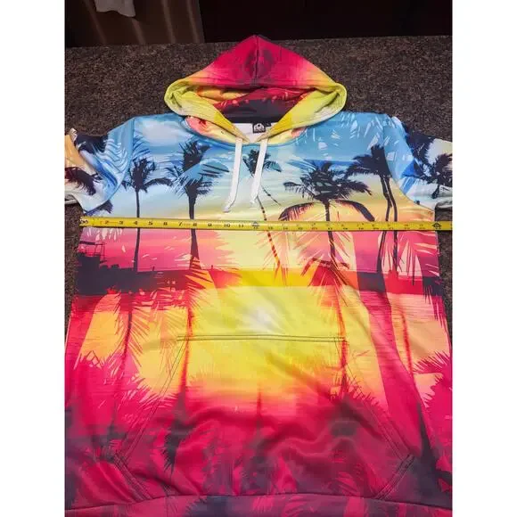 Into the Am Tropical Sunset Beach Palm Tree Hoodie Size L - Picture 5 of 10